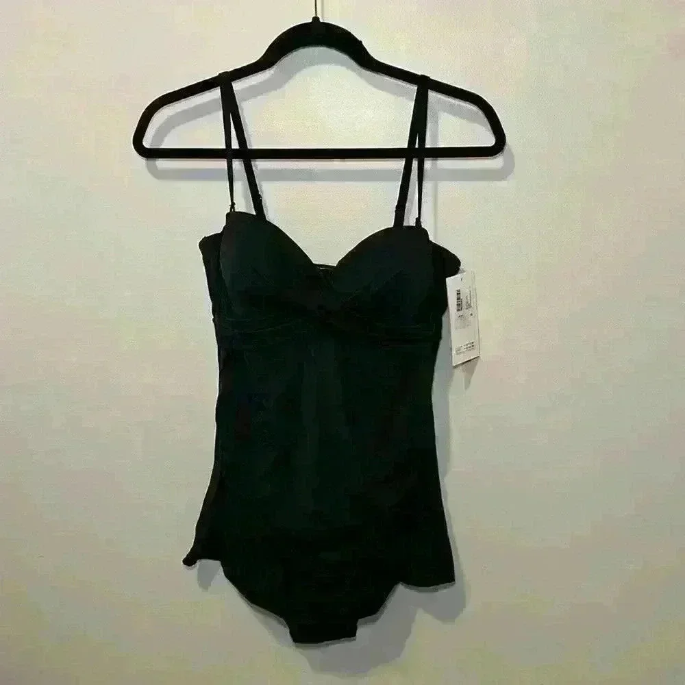 Christina Swimwear NWT Black with Skirt Tummy Tamer Hip Minimizer 1 pc Women 10